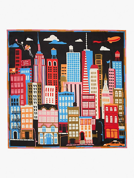 Kate Spade City That Never Sleeps Silk Square Scarf, Black | Kate Spade (US)