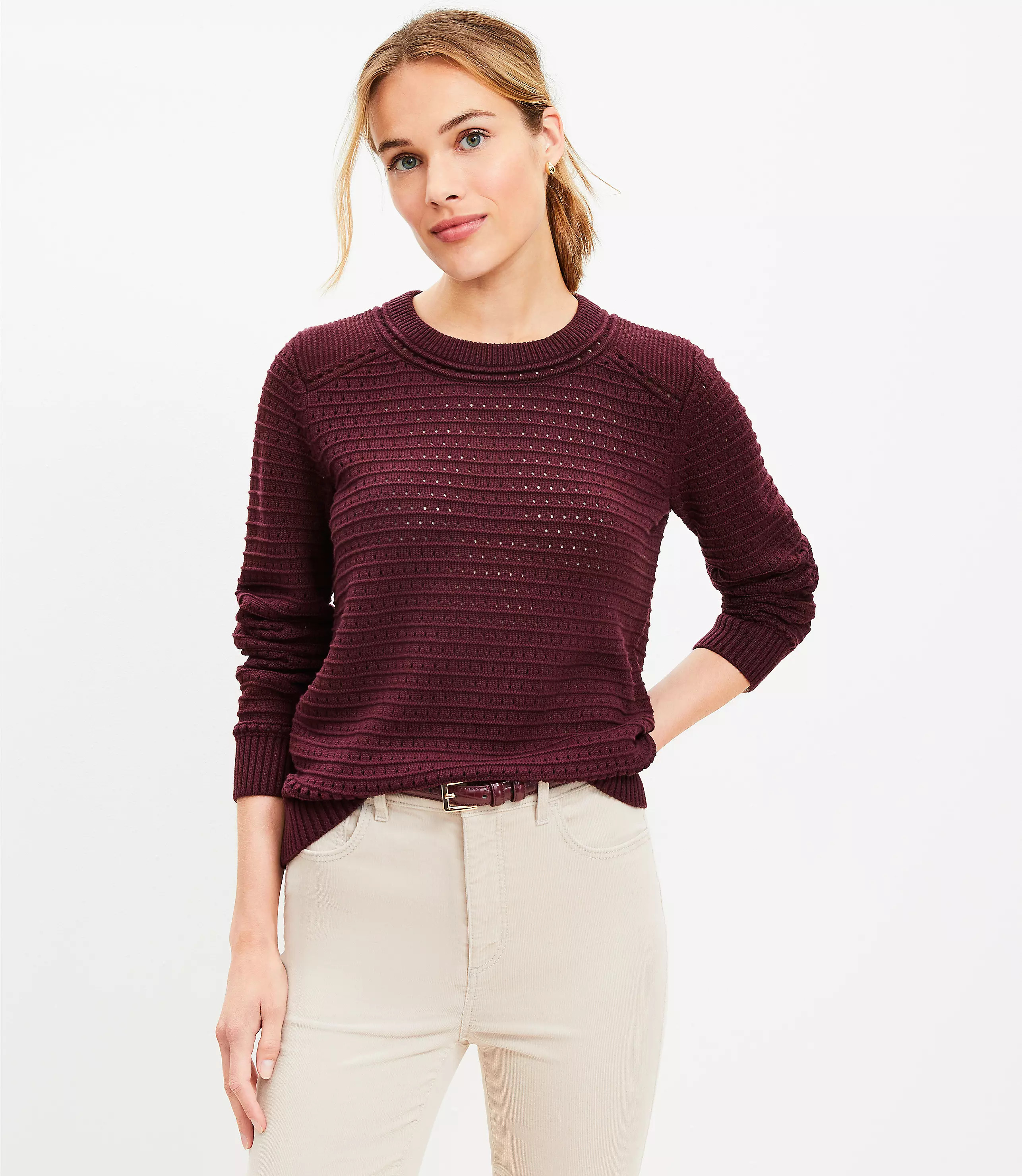 Ottoman Pointelle Sweater | LOFT