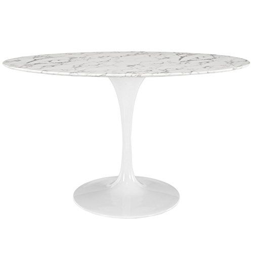 Modway Lippa 54" Oval-Shaped Mid-Century Modern Dining Table with Artificial Marble Top and White Ba | Amazon (US)