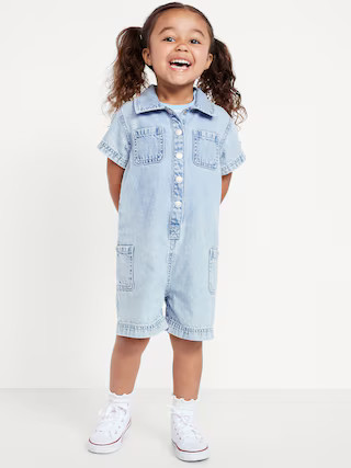 Short-Sleeve Utility Jean Romper for Toddler Girls | Old Navy | Old Navy (US)