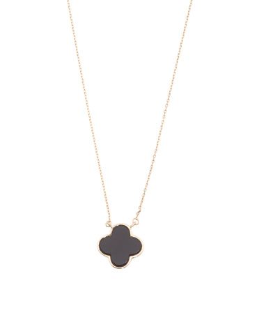 Made In The Usa 14kt Gold Black Onyx Clover Necklace | TJ Maxx