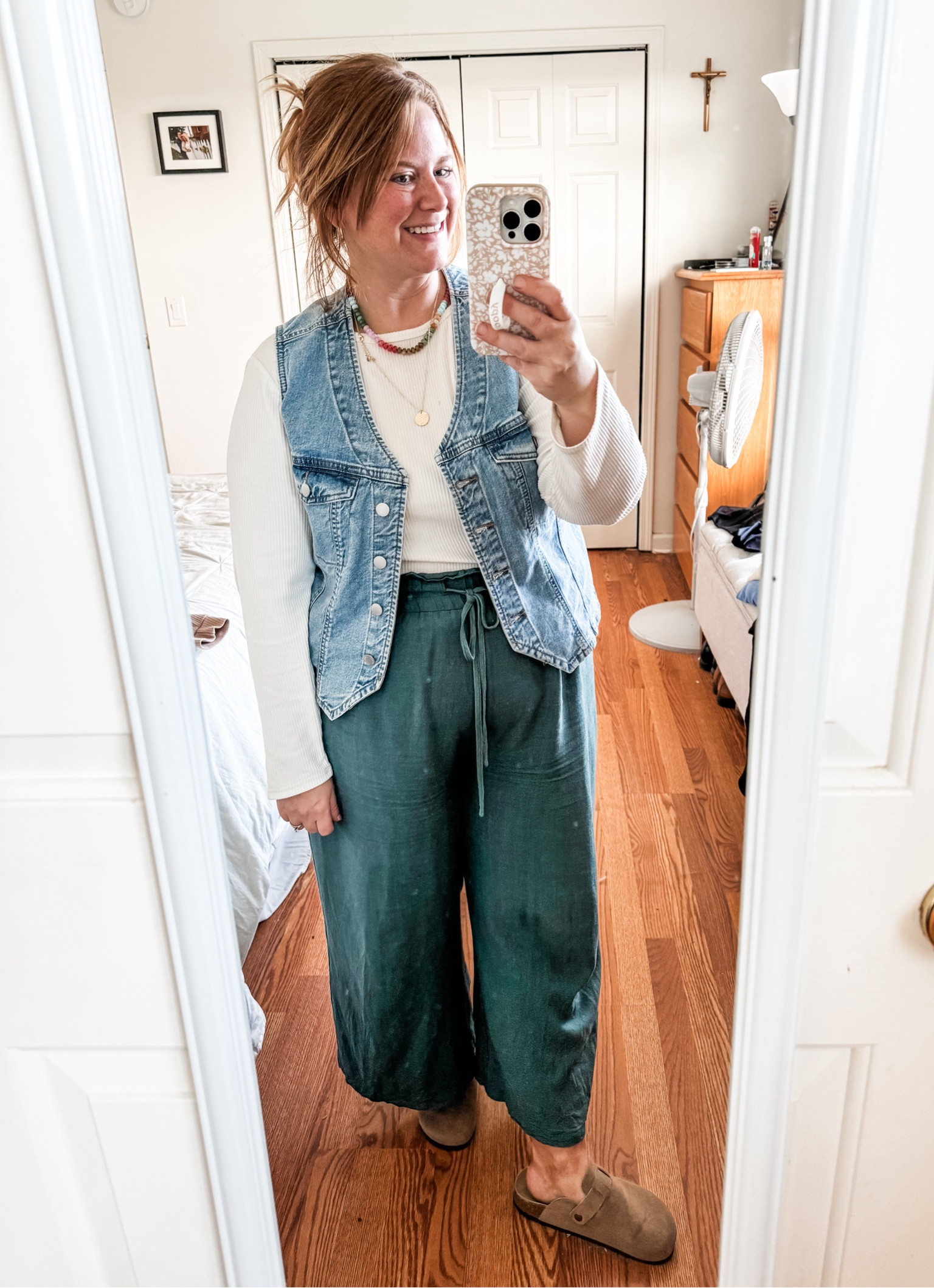 Teacher outfit! Wide leg pants, long sleeve tee & a denim vest 

#LTKFindsUnder50 #LTKMidsize #LTKStyleTip