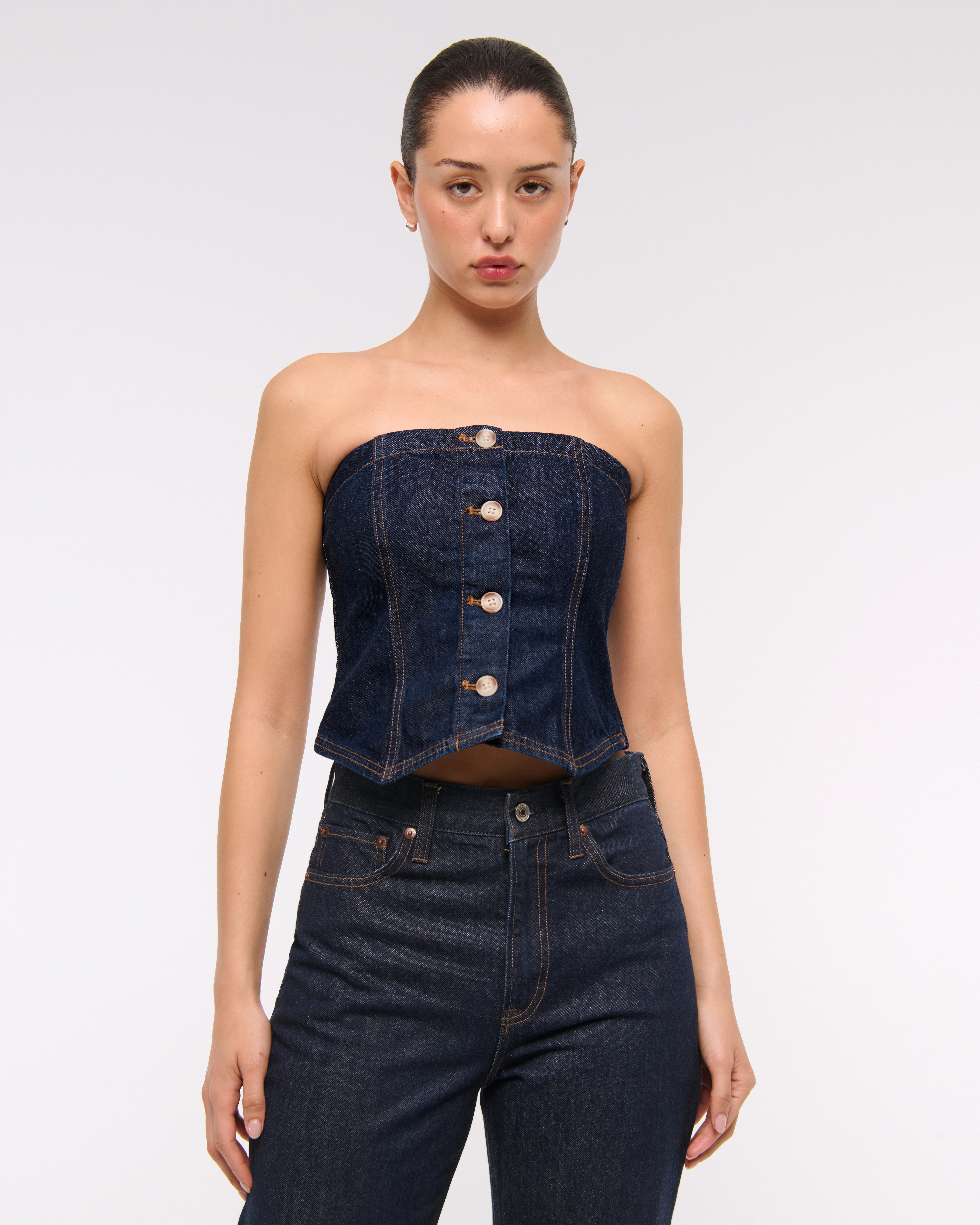 Strapless Denim Tube Top | Abercrombie & Fitch (US)