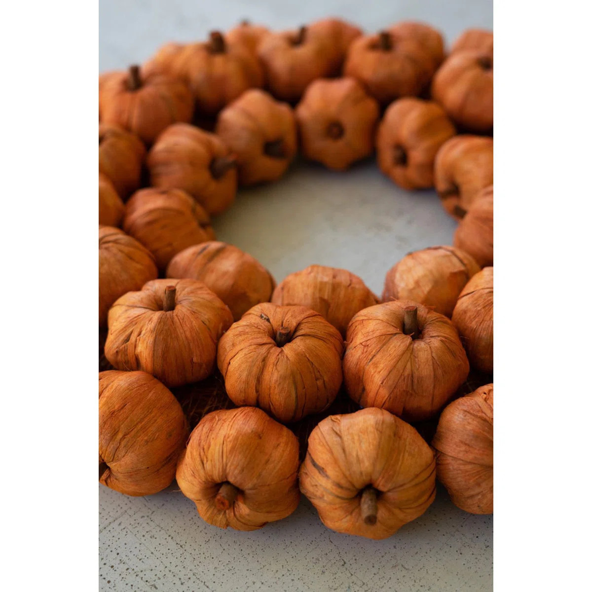 Kalalou 19" H Pumpkin Wreath – Orange Faux Floral Door Accent | Wayfair North America