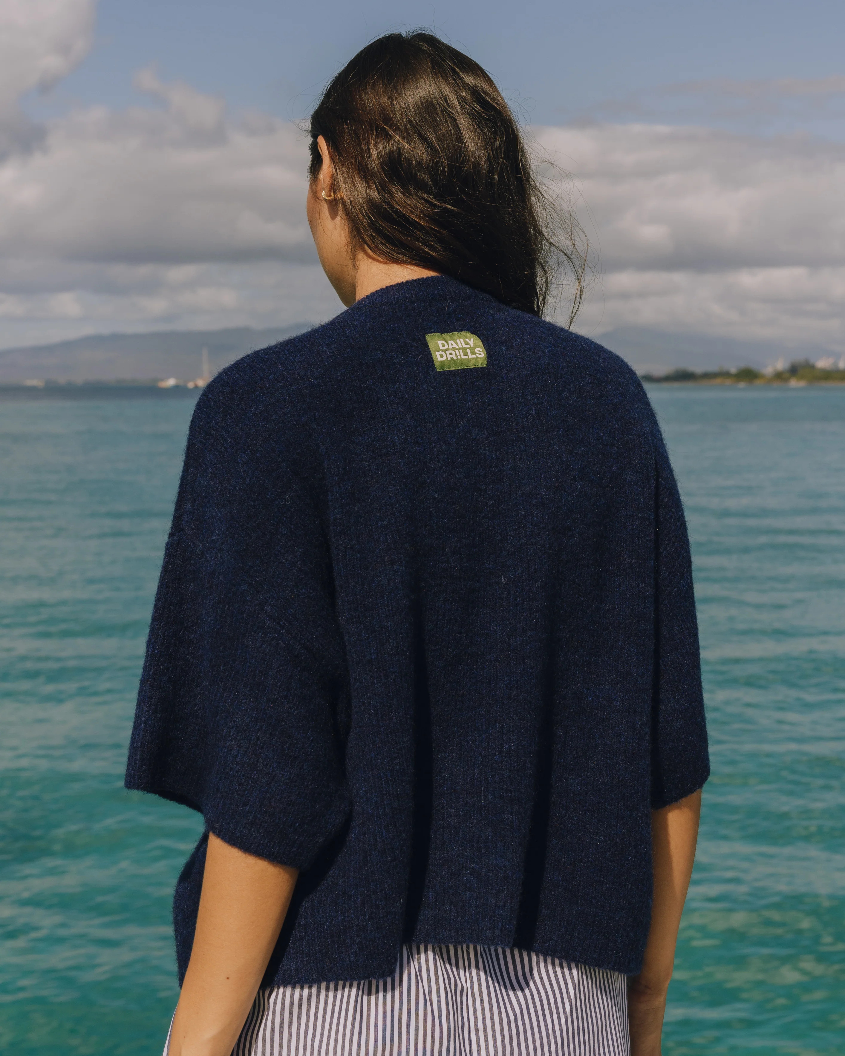 Single Button Sweater - Navy | Daily Drills