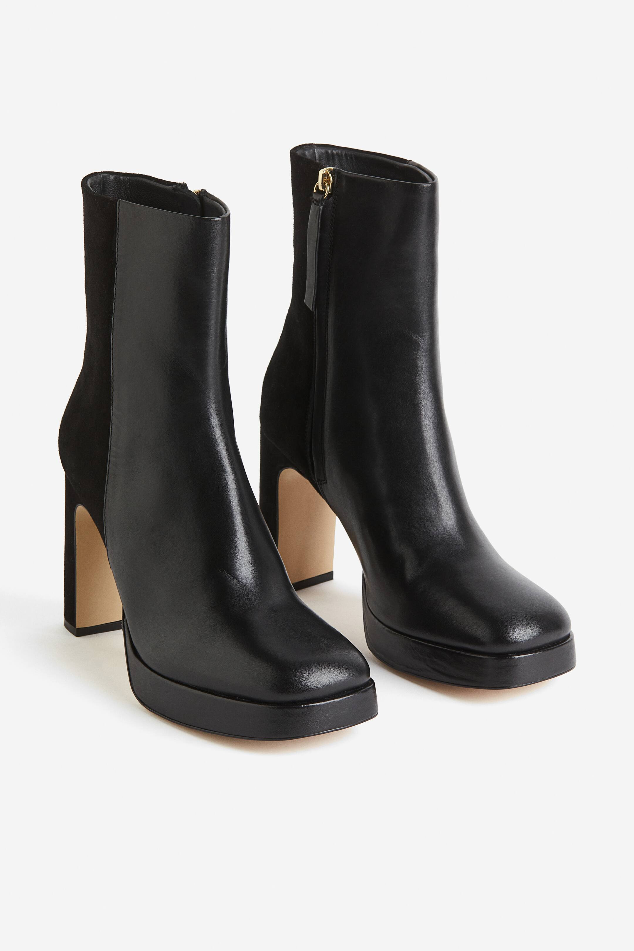 Leather Boots with Heel - Black - Ladies | H&M US | H&M (US + CA)