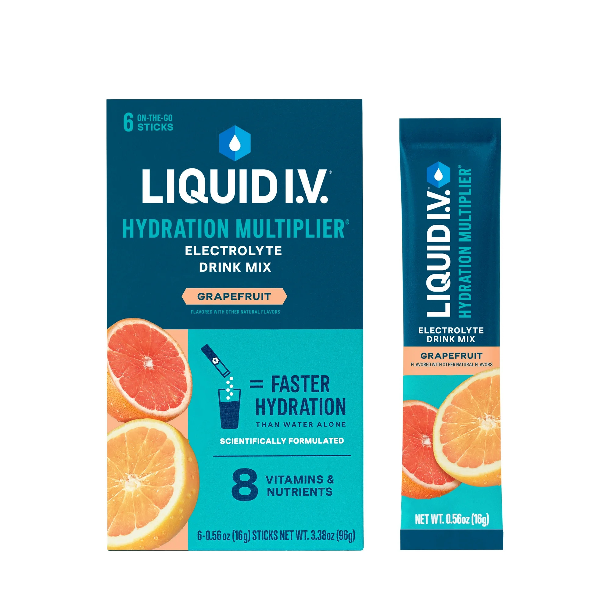 Liquid I.V.® Grapefruit Hydration Multiplier® Powdered Electrolyte Drink Mix, 6 Count Packets | Walmart (US)