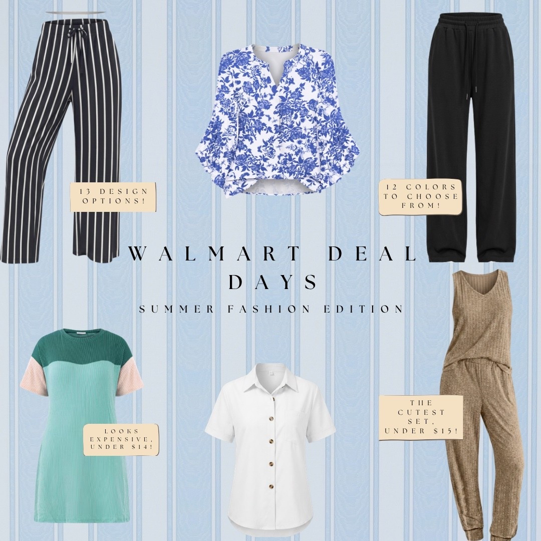 Walmart Deal Days are here and the summer fashion deals are so good 🙌 The color block mini dress looks expensive but is under $14, the ribbed lounge set is under $15, the joggers come in 12 colors, and the striped pants have 13 design options. All linked!

#LTKdayinmylife #LTKgrwm #LTKootd