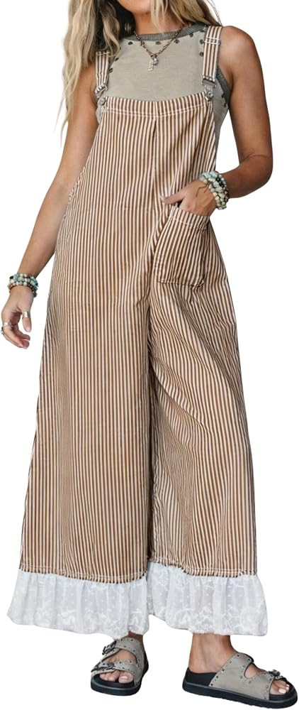 Himosyber Women's Overalls Striped Wide Leg Jumpsuits | Amazon (US)