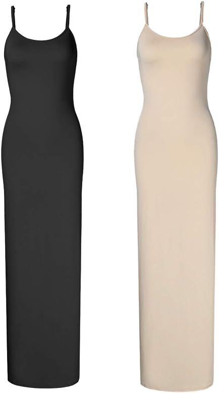 Women Full Slip Under Dresses Sleeveless Adjustable Spaghetti Strap Cami Maxi Dress Nightgowns Sl... | Amazon (US)