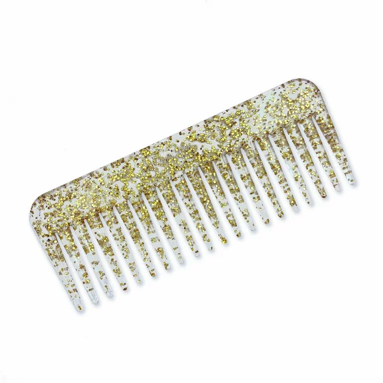 Packed Party See Ya Tangles Wide Tooth Hair Comb, Durable Clear Plastic with Gold Glitter Inside | Walmart (US)