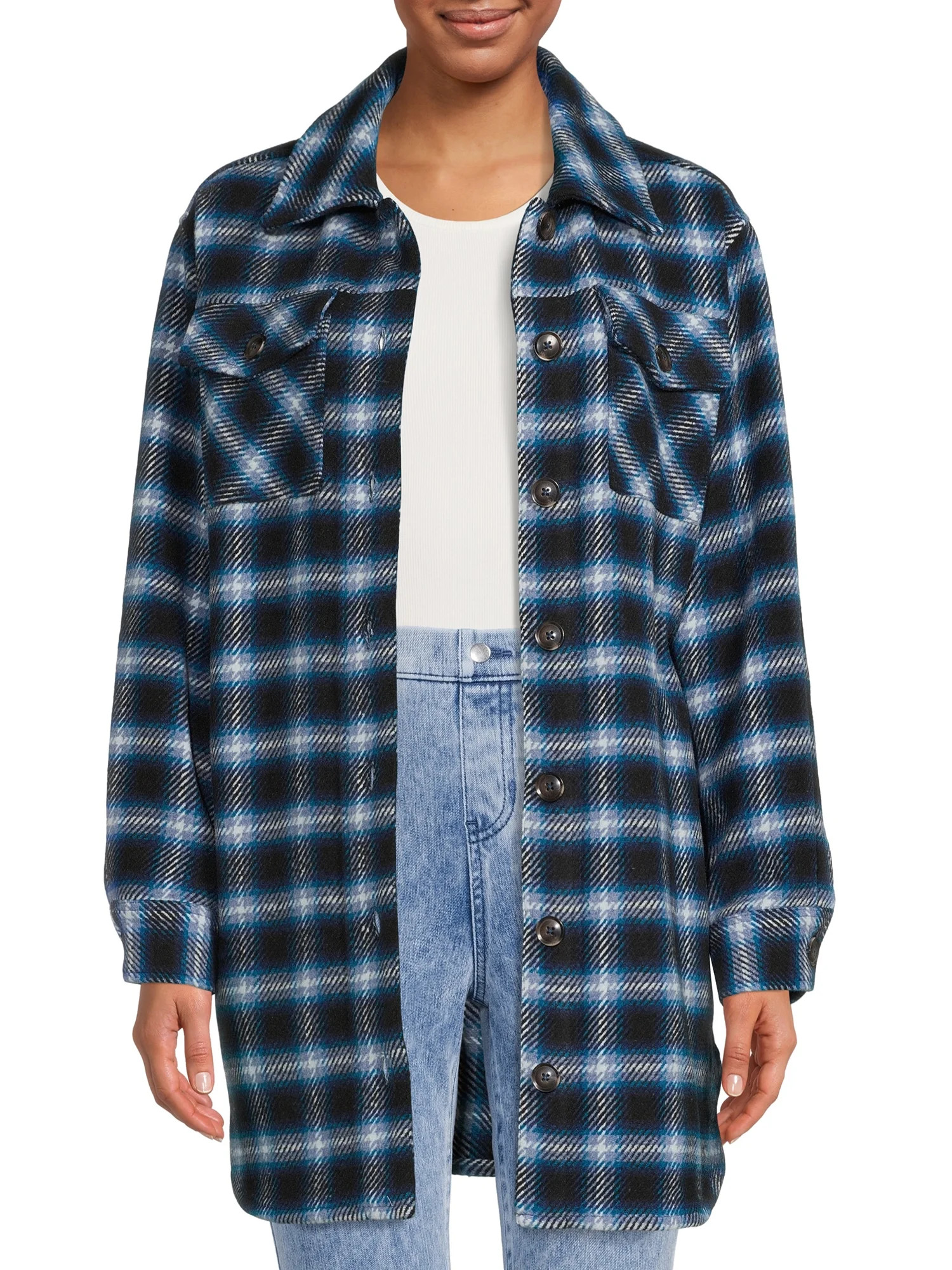 Time and Tru Women’s Belted Shacket Coat | Walmart (US)