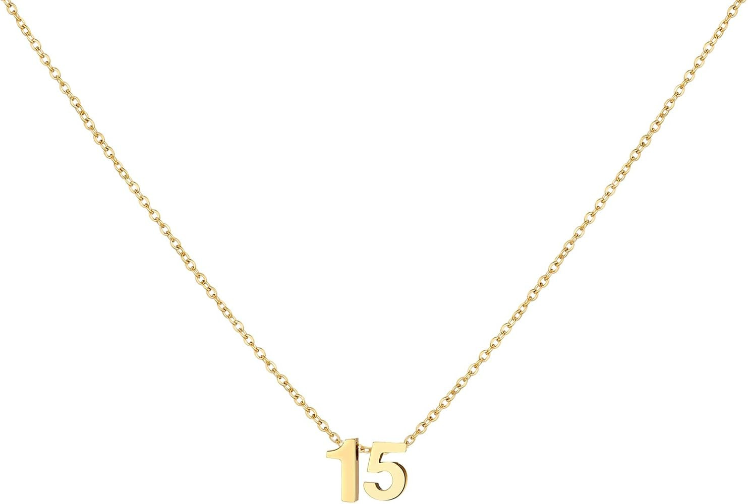 Gold Number Necklace for Women 18K Gold Plated Dainty Charm Birth Month Cute Pendant Choker Neckl... | Amazon (US)