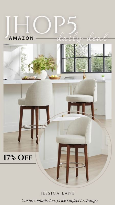 Amazon Daily Deal, see if 17% on this set of two gorgeous modern upholstered swivel bar stools. Bar stools, Amazon furniture, Amazon home, kitchen furniture, kitchen decor, upholstered counter stools, Amazon deal

#LTKsalealert #LTKhome #LTKstyletip