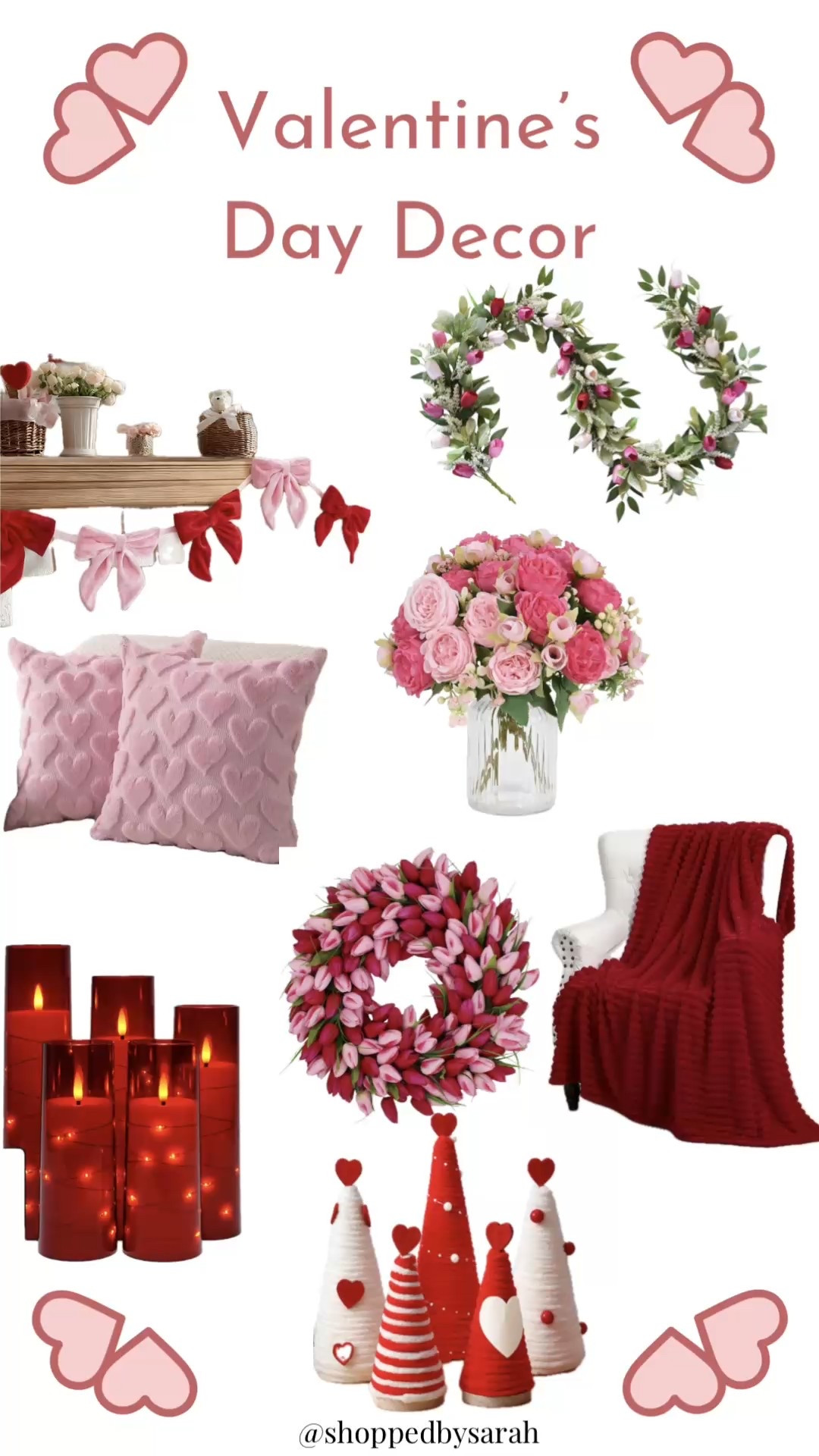 Get ready for Valentines Day with these beautiful finds! 
#valentinesdaydecor #valentinesday #homedecor #springwreath #doorwreath #cozyblanket #garland #candlelights 

#LTKSeasonal #LTKFindsUnder100 #LTKHome