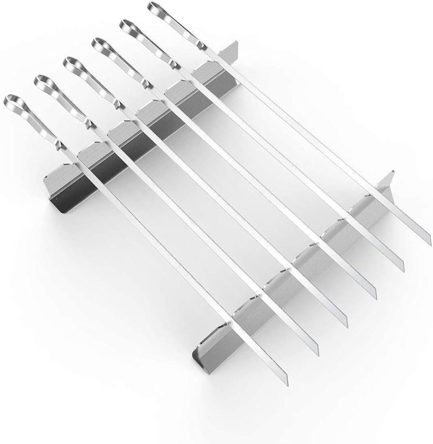 BearMoo BBQ Skewers,Kebab Skewers Sticks Barbecue Forks 43cm 6-Pack Metal BBQ Skewers 8mm Flat Su... | Amazon (UK)