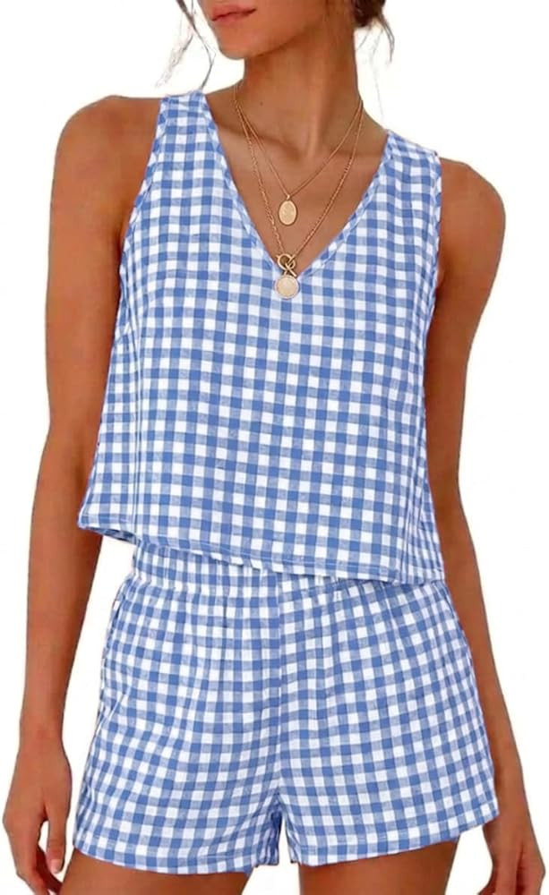 Amazon.com: IDEALSANXUN Gingham Sets for Women 2 Piece Outfits 2026 Spring Summer Beach Vacation ... | Amazon (US)