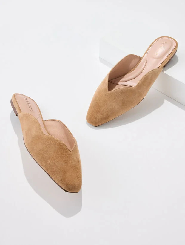 Whitley Scallop Suede Mules | Talbots
