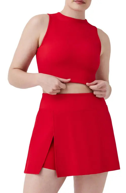 SPANX® Contour Rib Mock Neck Crop Tank in Spanx Red at Nordstrom, Size Small | Nordstrom