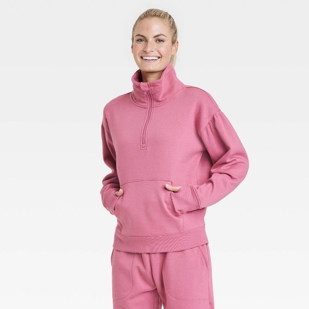 Women's Cotton Fleece 1/4 Zip Sweatshirt - All in Motion™ | Target