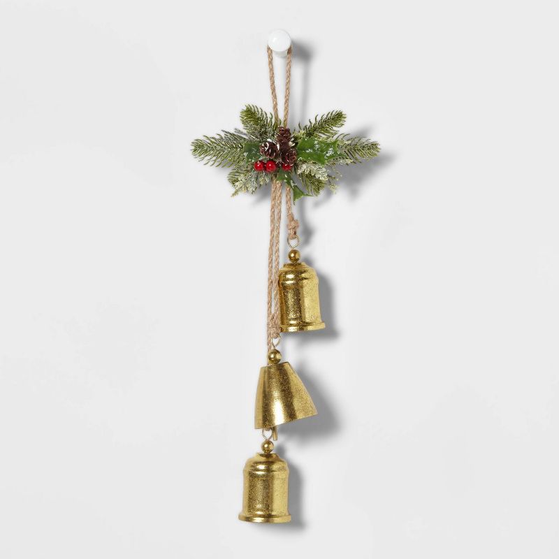 Hanging Decorative Gold Bells with Greenery - Wondershop&#8482; | Target