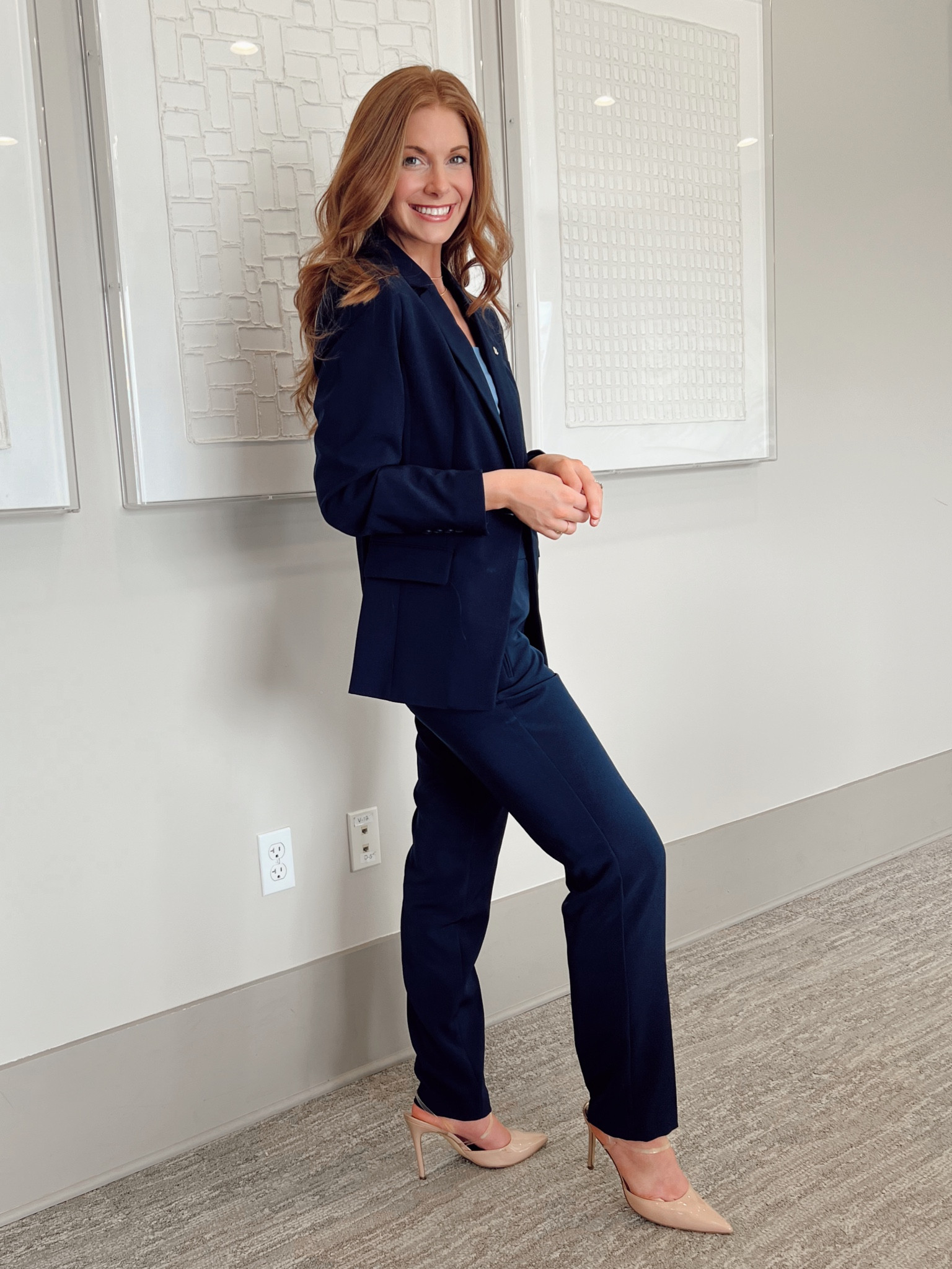 This navy suit is of my staples in my workwear closet, and don’t even get me started on THESE SHOES😍 I am not kidding when I tell you that these are the most comfortable heels I own! These are Nine West, but I haven’t been able to find this exact style again!

#LTKworkwear #LTKshoecrush #LTKsalealert