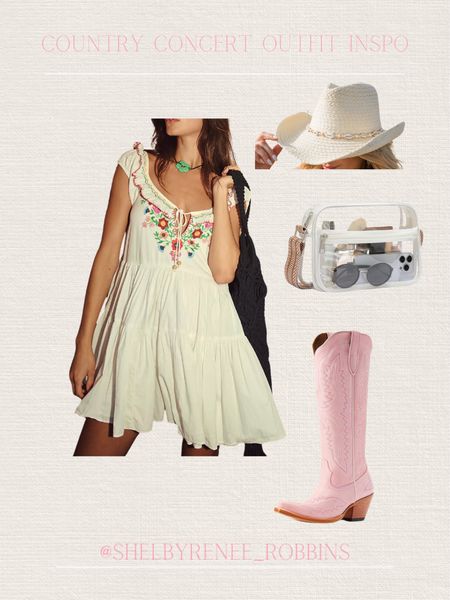 Country concert outfit inspo, coastal cowgirl outfit, pink cowboy boots, cowgirl boots, western style, western hat, clear stadium bag, white floral midi dress 

#LTKItBag #LTKStyleTip #LTKSeasonal