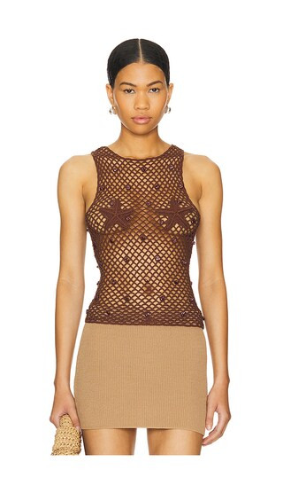 Ottavia Crochet Top in Brown | Revolve Clothing (Global)