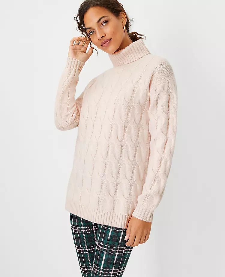 Cashmere Cable Tunic Sweater | Ann Taylor (US)