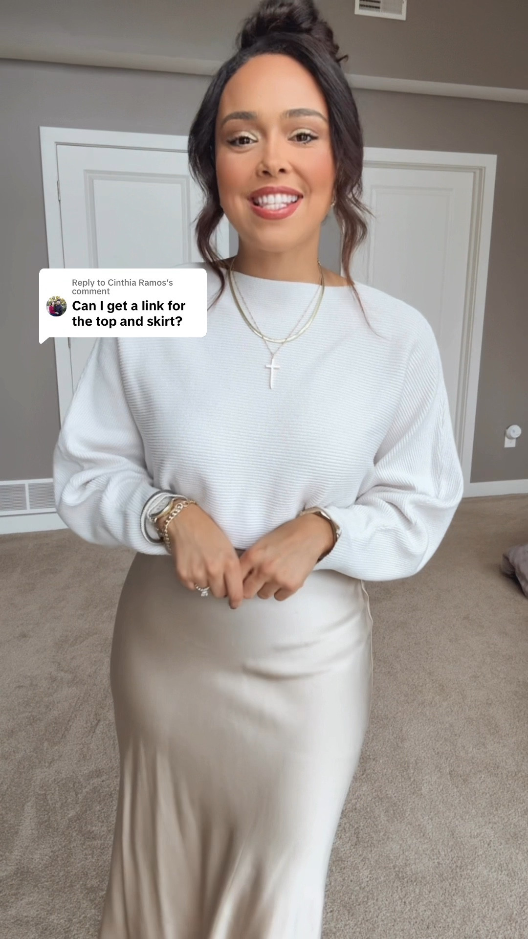 I’ve had this Amazon sweater for 5 years and I continue to wear it every fall & winter!! Styling with this champagne silk skirt for workwear and/or holiday outfit! 
Sweater - One Size 
Skirt - Size XS and fits TTS #LTKCyberWeek

#LTKParties #LTKHoliday