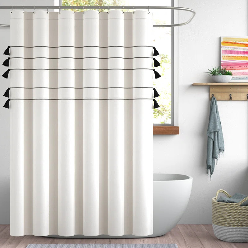 Camryn 100% Cotton Striped Single Shower Curtain | Wayfair North America