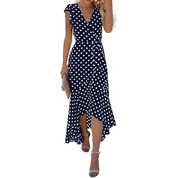 GRECERELLE 2025 Women's Spring Summer Boho Floral Print V-Neck Faux Wrap Maxi Dress for Wedding G... | Amazon (US)