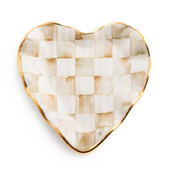 Parchment Check Fluted Heart Plate | MacKenzie-Childs