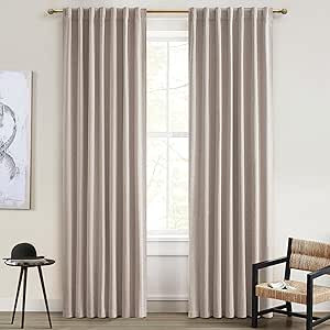 100% Blackout Thick Linen Boho Curtains 86 Inches Long for Dining Room, Room Darkening Heavy Burl... | Amazon (US)