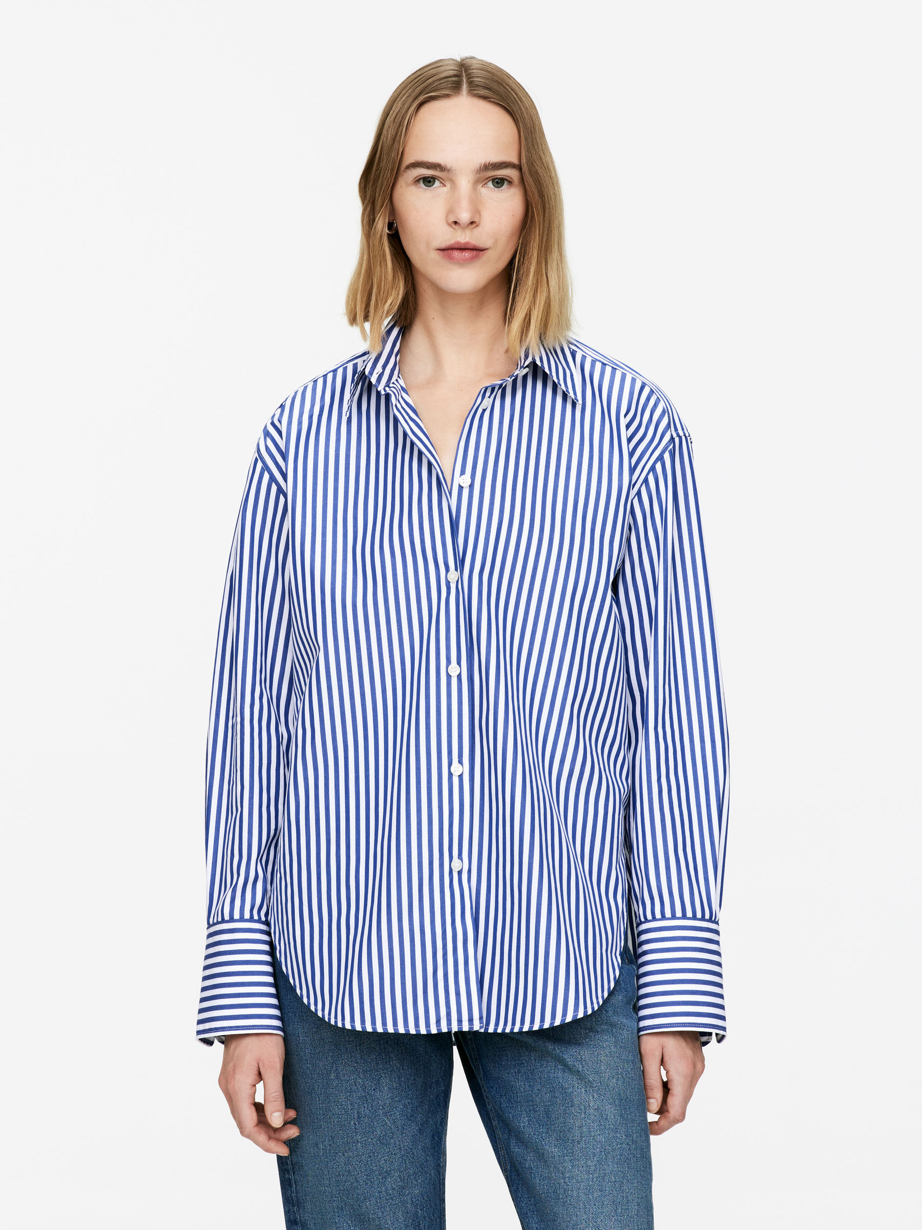 Relaxed-Fit Poplin Shirt – Blue/White – Women – ARKET GB | Arket UK