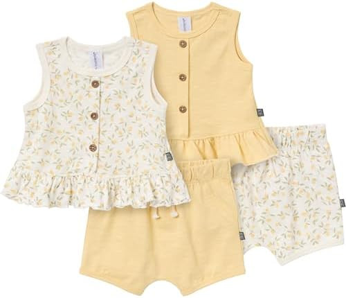 Modern Moments by Gerber Baby Girls' 4-pack Peplum Top & Short Set | Amazon (US)