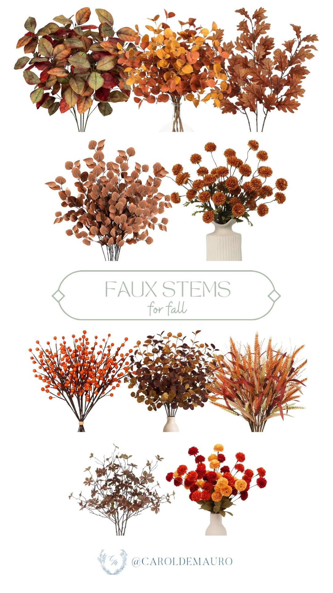 These faux stems make decorating for fall so easy! Warm rust tones, berry branches, and the prettiest florals, all without any upkeep.

fall decor, fall florals, artificial branches, autumn decor, fall vases, faux florals, seasonal decor, fall centerpiece, amazon home

#LTKSeasonal #LTKHome