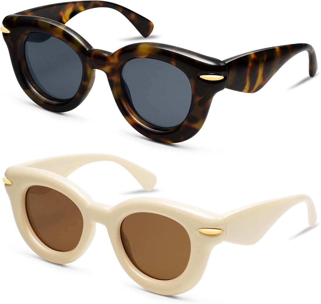 Appassal Chunky Round Sunglasses for Women Men Trendy Puffy Thick Inflated Shades AP3695 | Amazon (US)