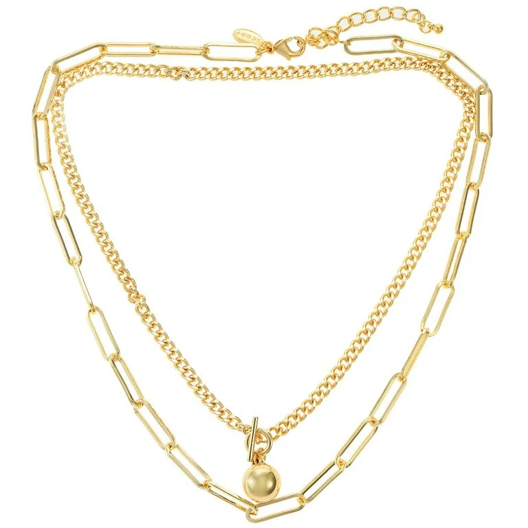 Scoop Women's 14K Gold Flash-Plated Layered Necklace | Walmart (US)
