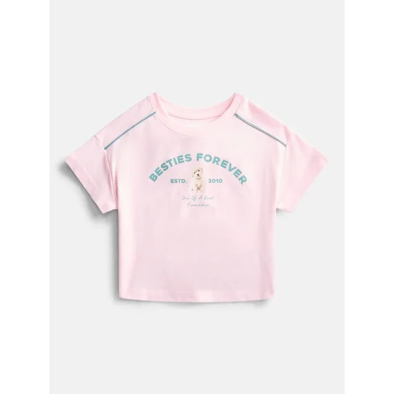 Wonder Nation Girls Graphic Tee with Short Sleeves, Sizes 4-10 | Walmart (US)