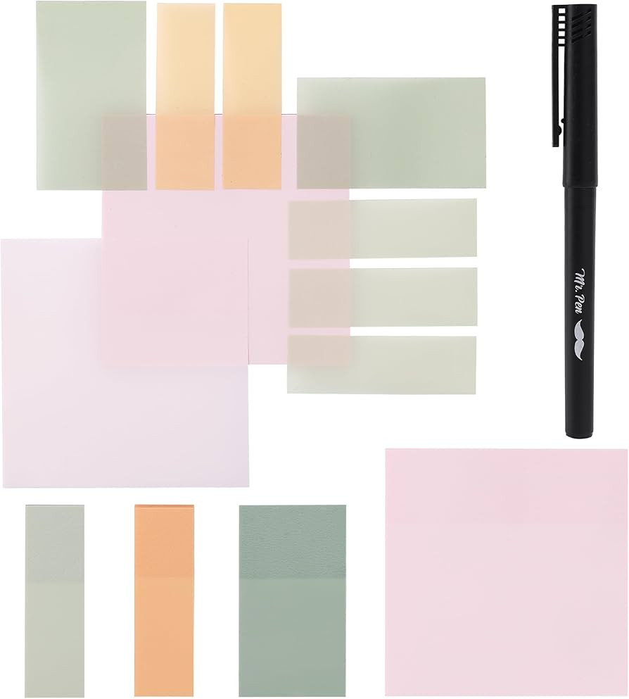 Mr. Pen- Pastel Transparent Sticky Notes, 200 pcs, Bible Sticky Notes, Planner Tabs | Amazon (US)