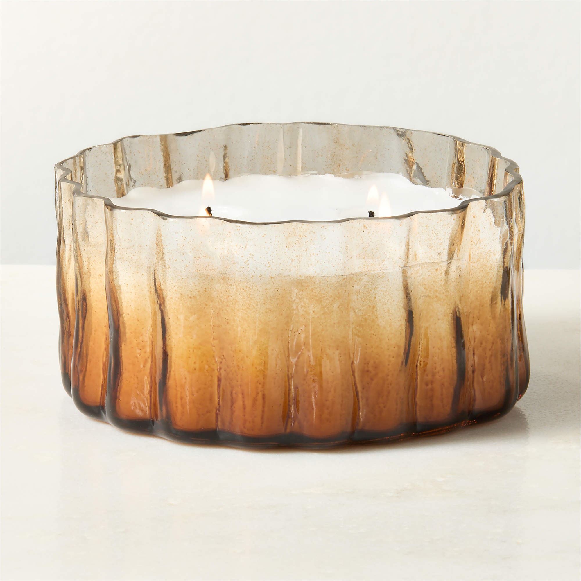 Flaire Fluted Amber Glass Unscented Candle Bowl 21.4oz + Reviews | CB2 | CB2