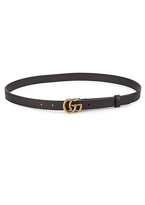 Gucci Women's Marmont Leather Logo Belt - Black - Size 80 (Small) | Saks Fifth Avenue