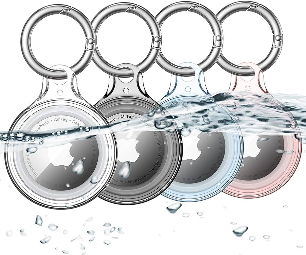 4 Pack Airtag Holder IPX8 Waterproof for Apple Air Tags with Keychain, Hard PC Cover [Anti-Scratc... | Amazon (US)