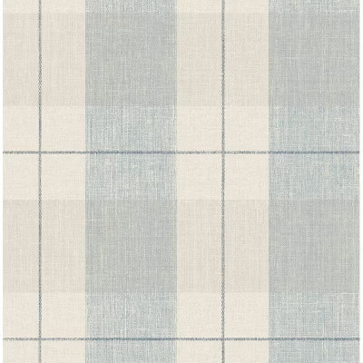 NextWall Blue and Beige Lenox Hill Plaid Peel and Stick Wallpaper | Target