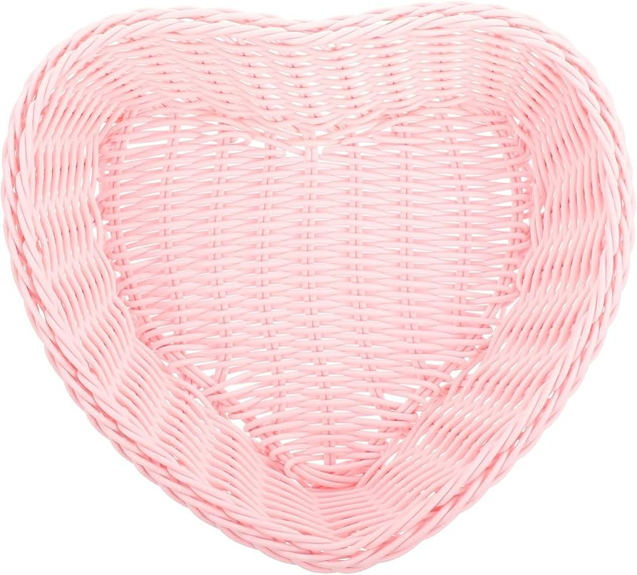 Cabilock Heart Shaped Basket Woven Storage Baskets Open Storage Bins Candy Bowl Bread Holder Tabl... | Amazon (US)