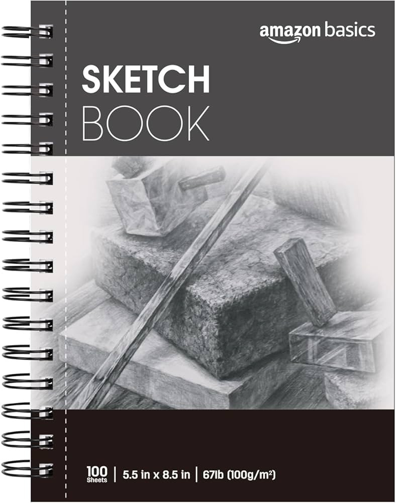 Amazon Basics Sketch Pad, 5.5"x8.5", 67 lb. / 100 gsm, 100 Sheets, White | Amazon (US)