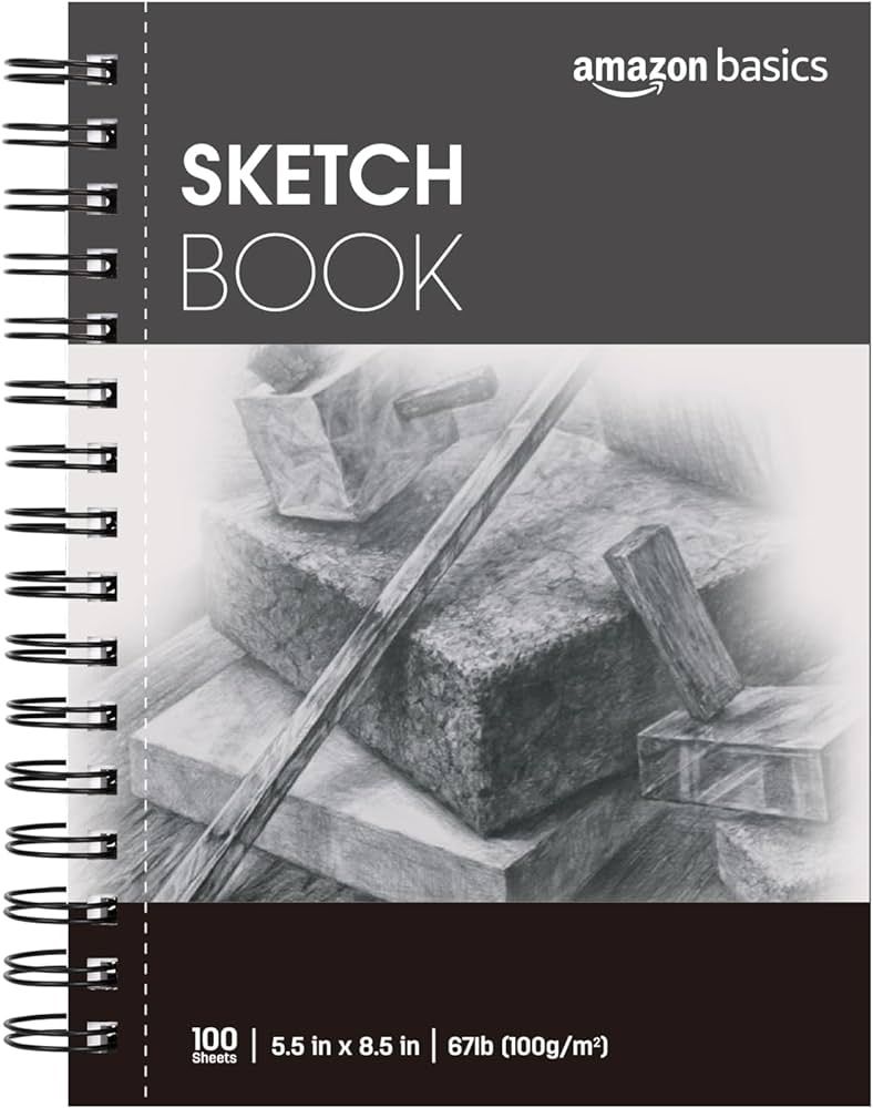 Amazon Basics Sketch Pad, 5.5"x8.5", 67 lb. / 100 gsm, 100 Sheets, White | Amazon (US)