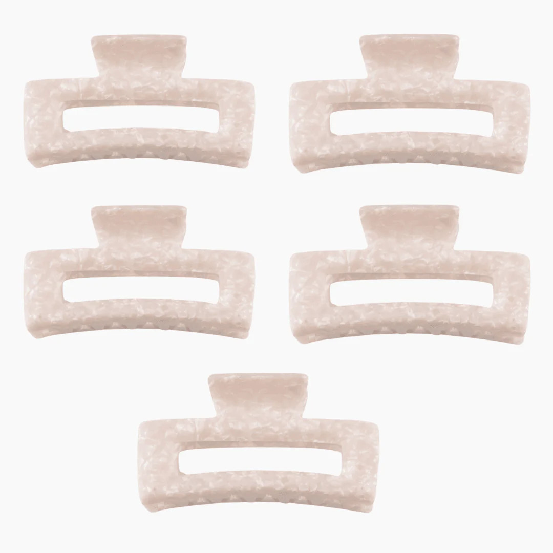 (5 Pack) Large White Hair Claw | Bombay Hair