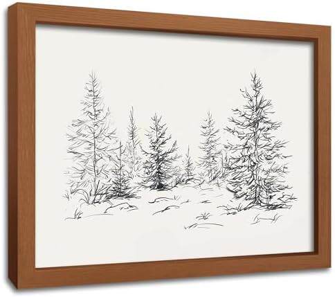 Framed Christmas Tree Wall Art, Christmas Tree Art Print Rustic Vintage Illustration Black and Wh... | Amazon (US)